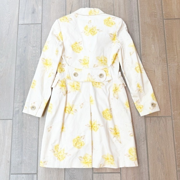Banana Republic Women's Trench Coat Floral Yellow Button Down Flowers XS - Picture 6 of 9